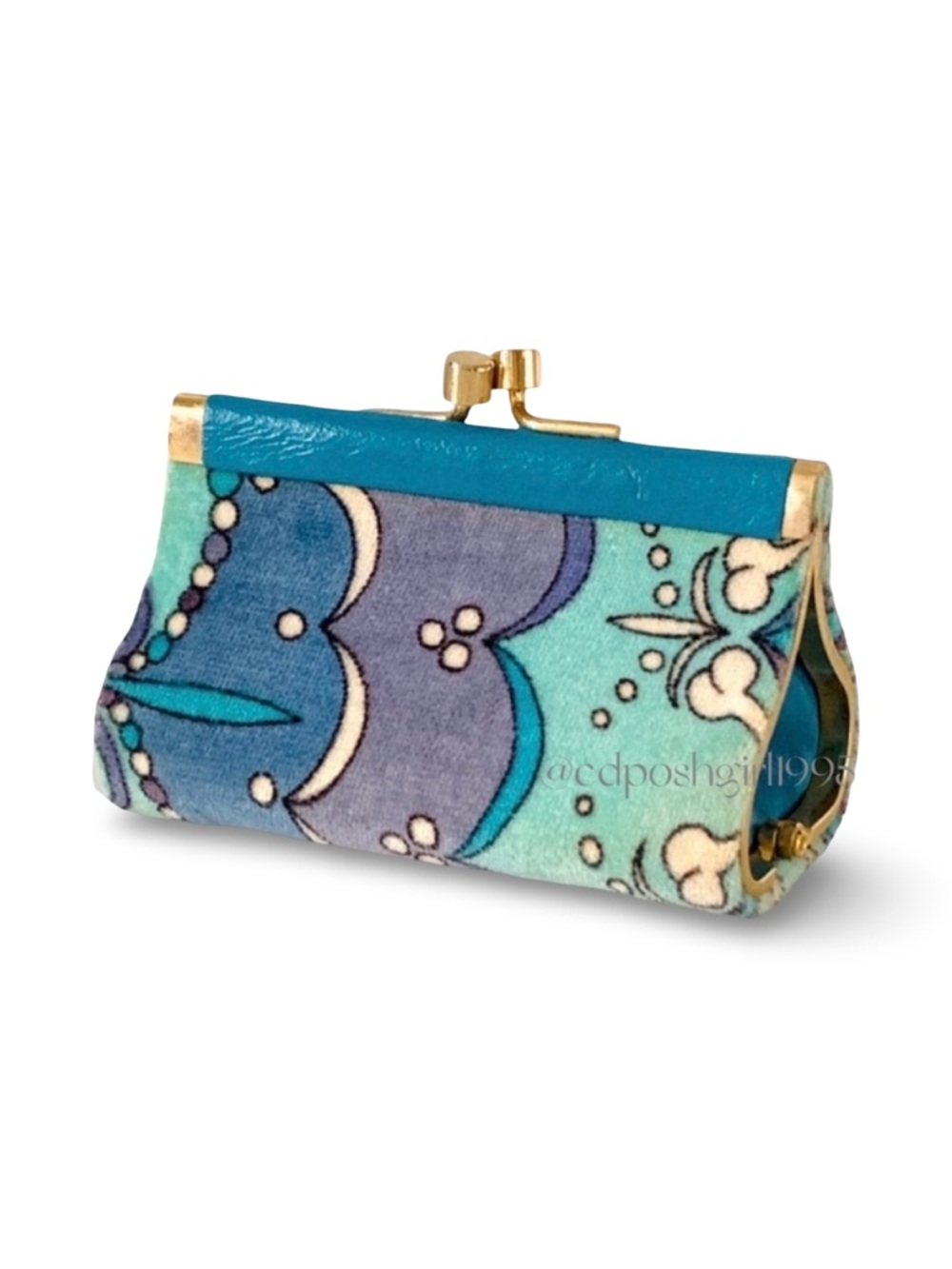 Vintage 1970s Emilio Pucci Psychedelic Silk Velvet Mini Kiss Lock Clutch Wallet